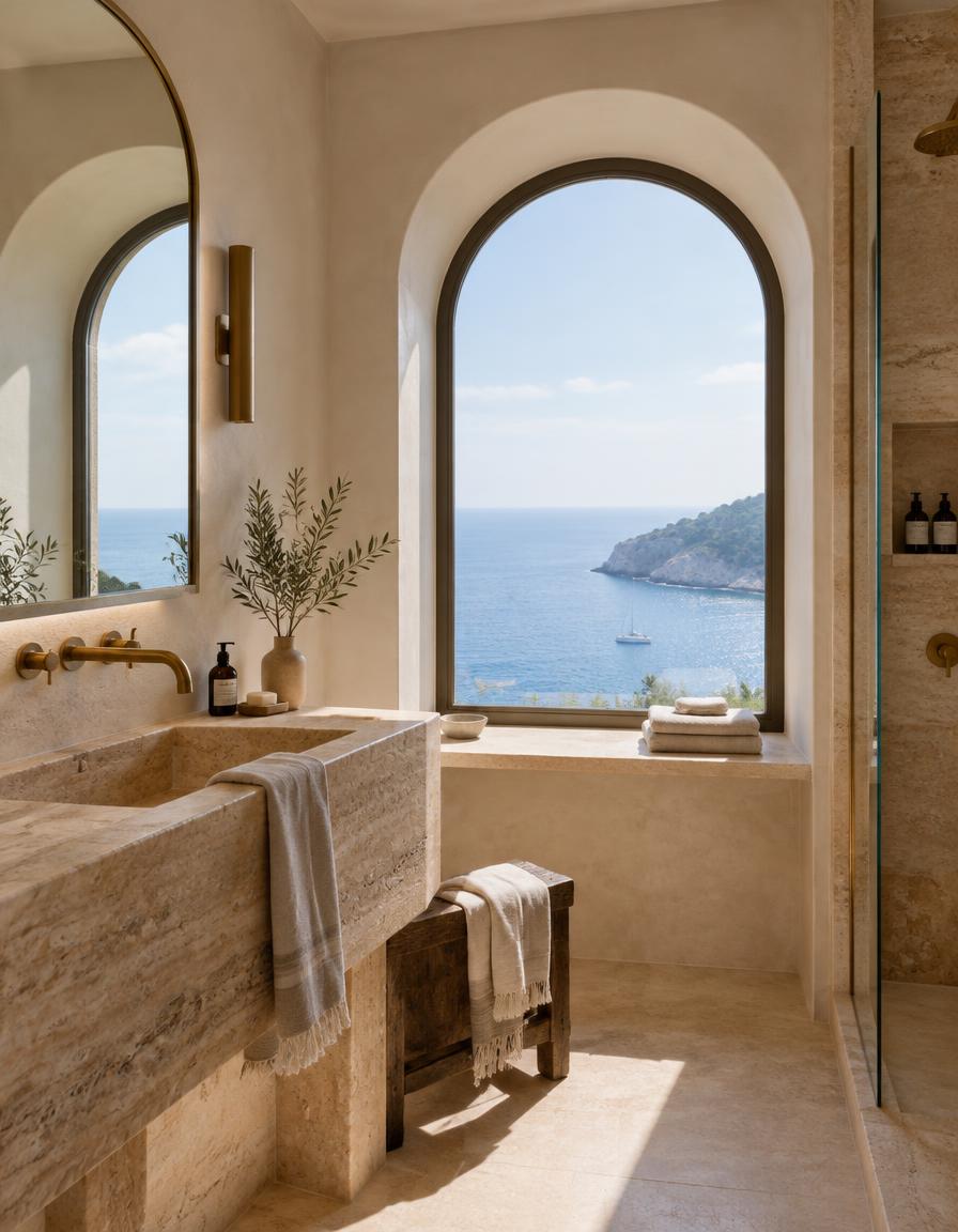 Baño de travertino