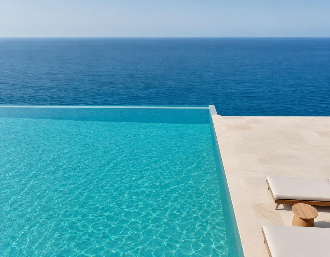Piscina infinita sobre el mar
